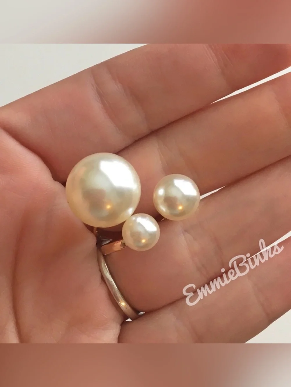 ✨3for$38  New Faux Pearl Trio Adjustable Statement Ring Pearl Illusion Cuff Ring